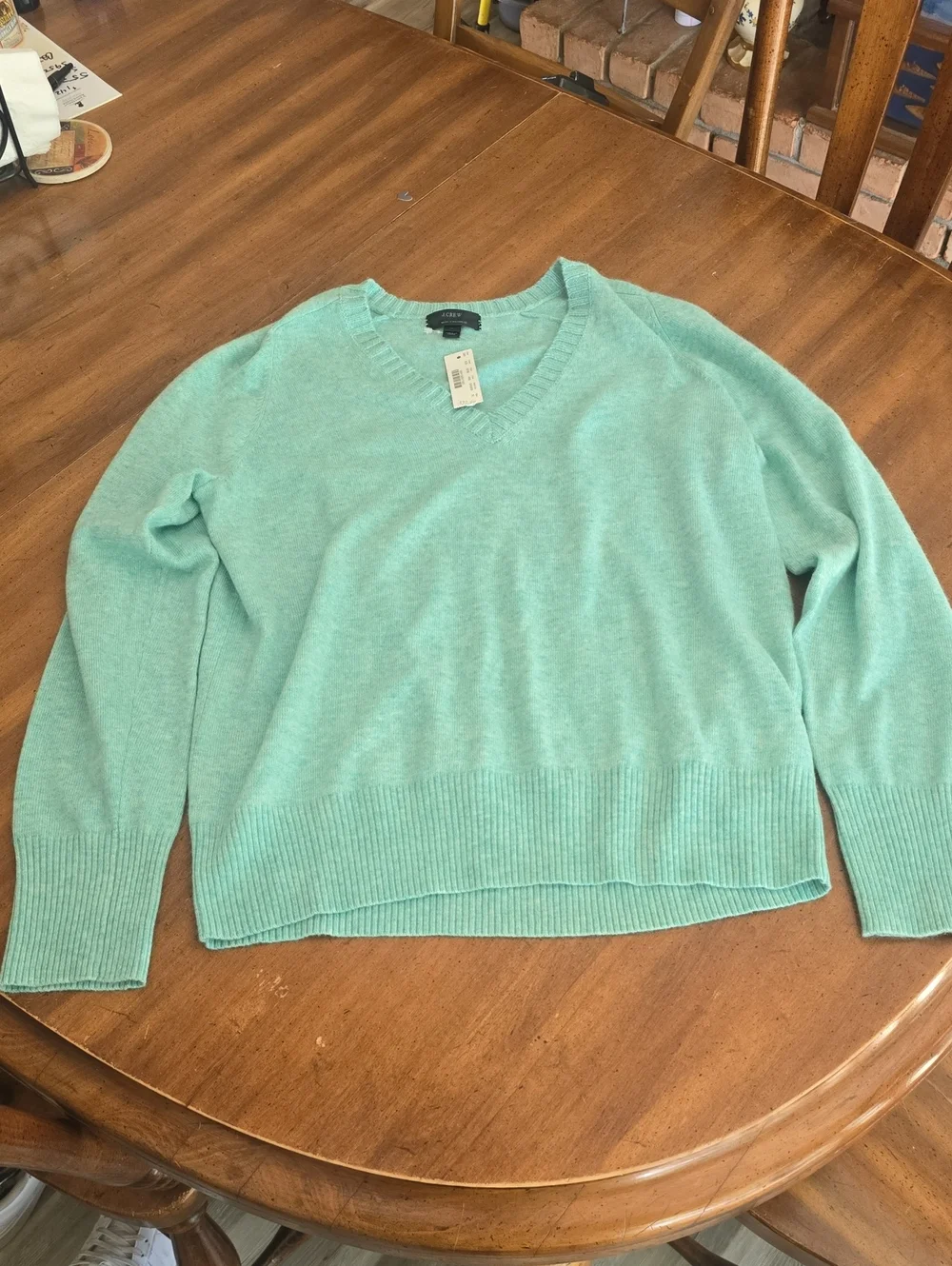 J. Crew Mint Green V-Neck Sweater